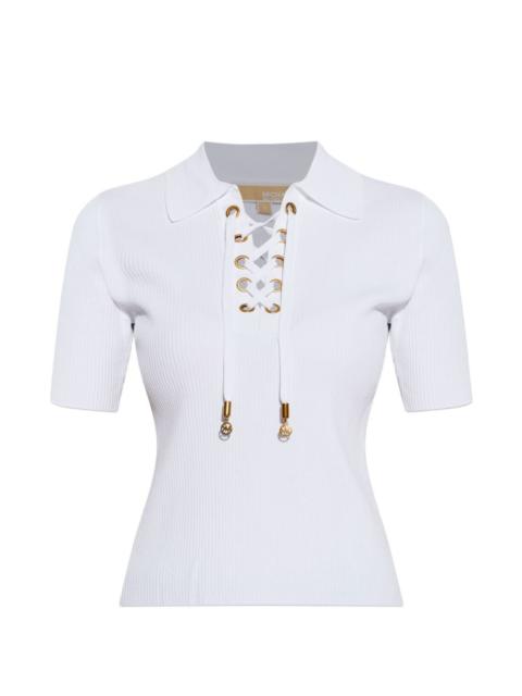 MICHAEL KORS lace-up polo top