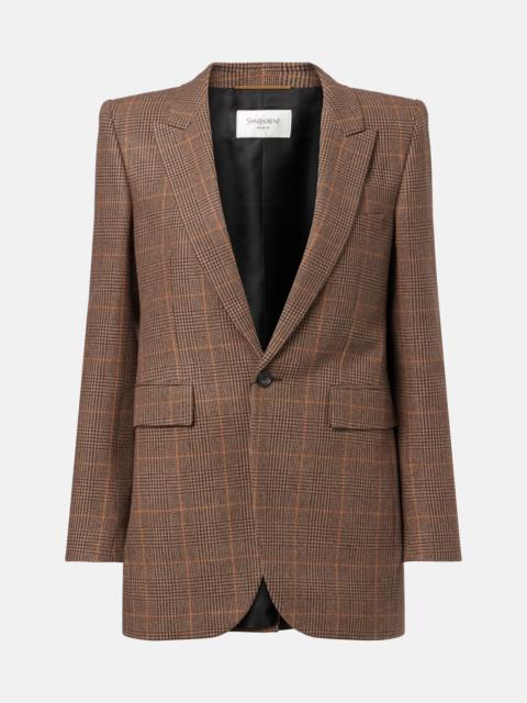 SAINT LAURENT Checked wool and cashmere blazer