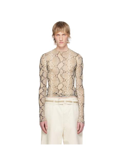 Jil Sander Beige Printed Long Sleeve T-Shirt