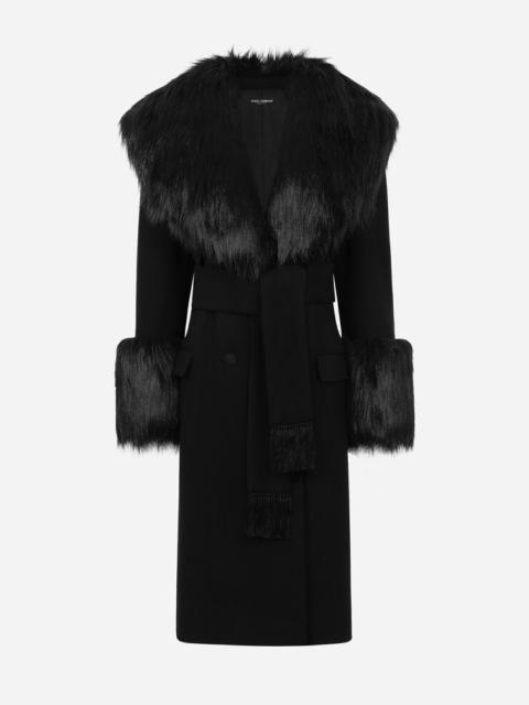 Dolce & Gabbana Wool and cashmere coat with faux fur collar