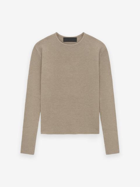 ESSENTIALS Women's Waffle Fitted Long Sleeve Sweater