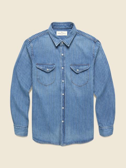 imogene + willie Hayes Pearl Snap - Indigo Stripe