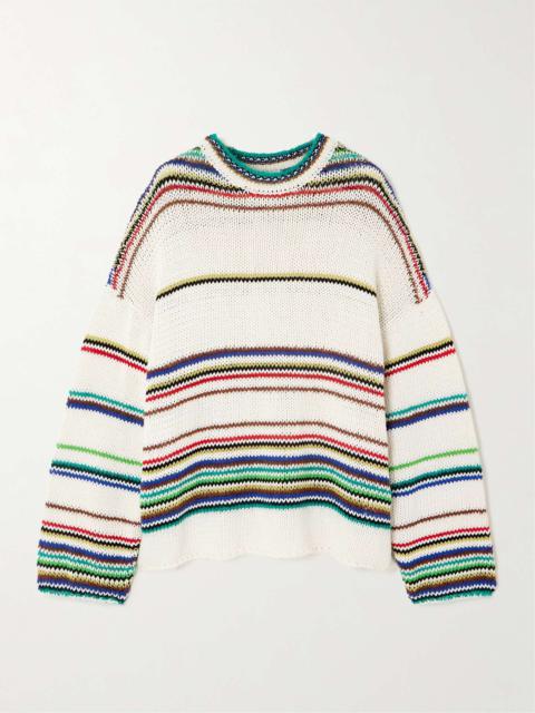 Loewe + Paula's Ibiza striped knitted cotton-blend sweater