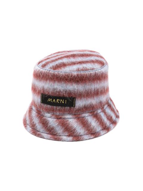 Marni logo-appliquÃ© striped bucket hat