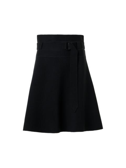 AKRIS Women's Belted Stretch Wool A-Line Skirt - Black