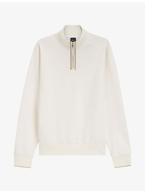 BOSS Funnel-Neck Half-Zip Cotton Sweatshirt