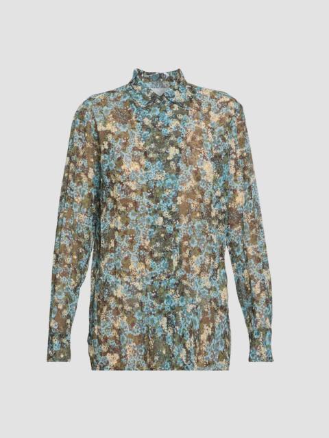 Dries Van Noten Women's Clavelly Floral Pleated Shirt - Sky