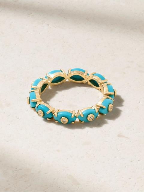 SYDNEY EVAN Eternity 14-karat gold, turquoise and diamond ring Gold