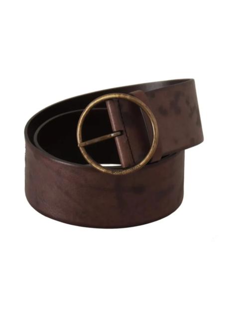 Dolce & Gabbana LUXURY LEATHER LOGO BELT WITH ROUND BUCKLE
