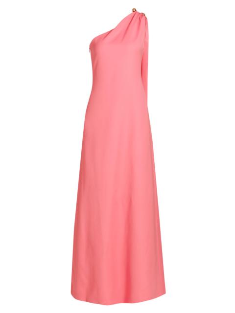 Monique Lhuillier Women's Draped Wool-Silk One-Shoulder Gown - Plumeria