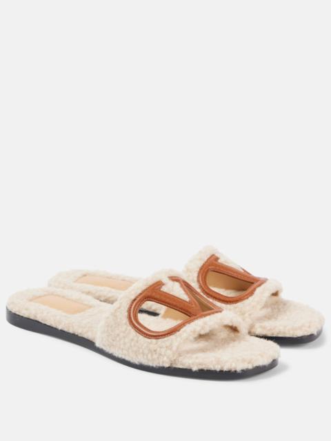 Valentino VLogo cutout faux shearling slides