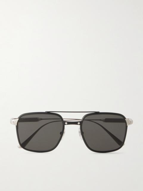 Cartier Square-Frame Silver-Tone and Acetate Sunglasses