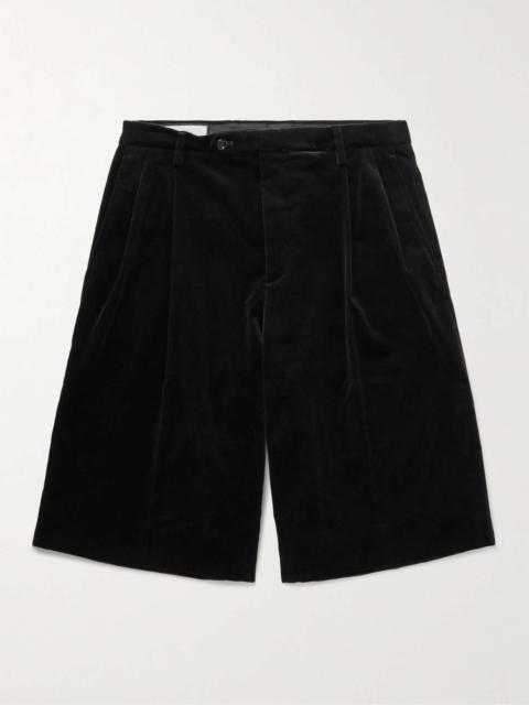 GUCCI Wide-Leg Pleated Cotton-Blend Velvet Shorts