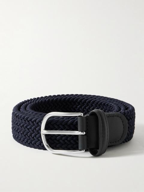 Anderson's 3.5cm Leather-Trimmed Woven Elastic Belt