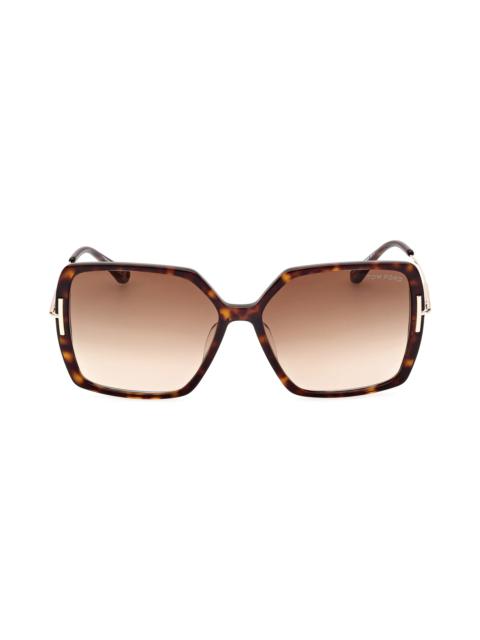 Joanna 59mm Gradient Butterfly Sunglasses in Shiny Havana Rose Gold /Brown