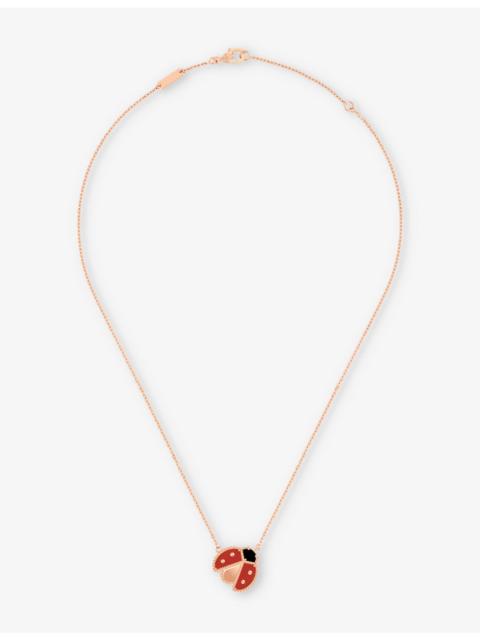 Van Cleef & Arpels Lucky Spring 18ct rose-gold carnelian and onyx pendant necklace