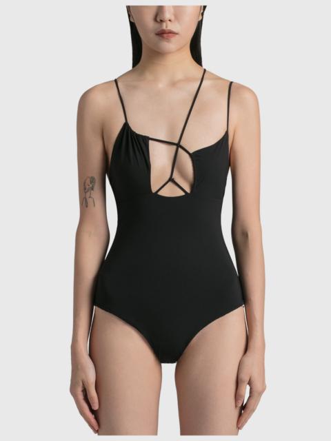 ASYMMETRIC DRAPED BRA SWIMSUIT