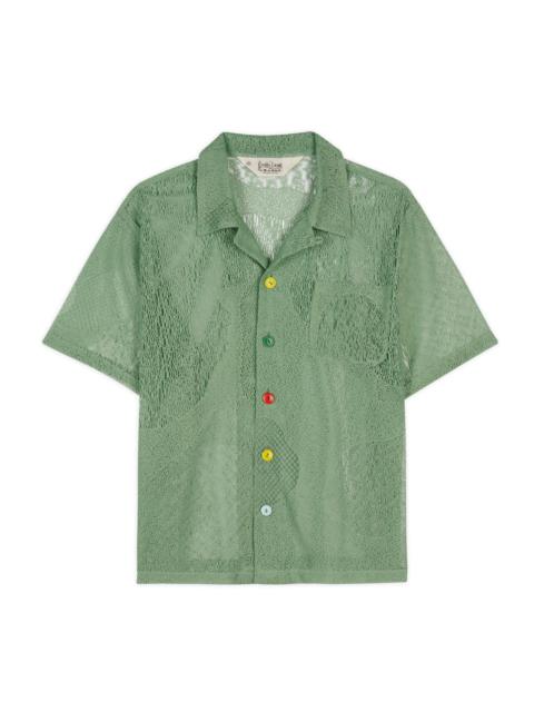 BRAIN DEAD Engineered Mesh Short Sleeve Button Up - Green