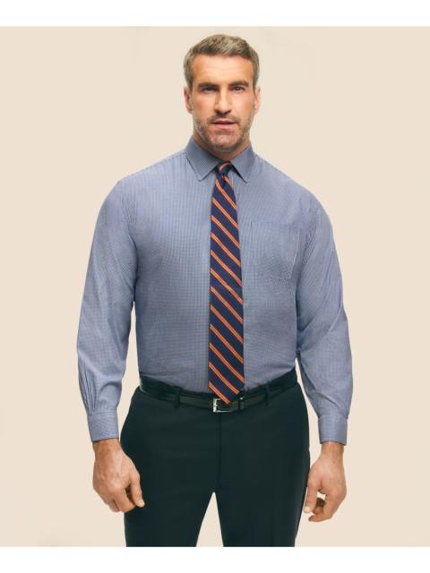Brooks Brothers Big & Tall Stretch Supima® Cotton Non-Iron Pinpoint Oxford Ainsley Collar, Gingham Dress Shirt