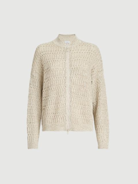 Brunello Cucinelli Linen dazzling braids cardigan