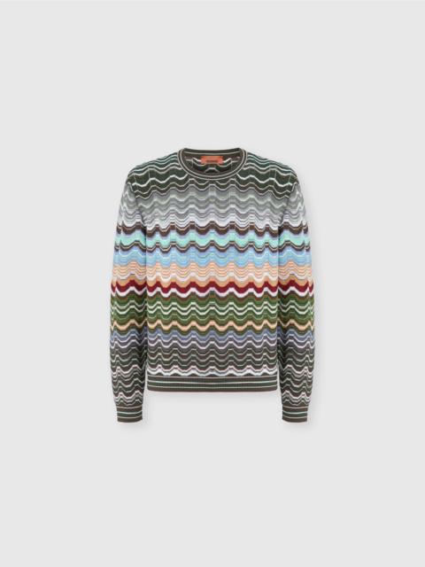 Missoni Crew-neck cotton and viscose chevron pullover with Greek motif