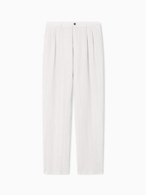 GIORGIO ARMANI LINEN PINSTRIPE TROUSERS