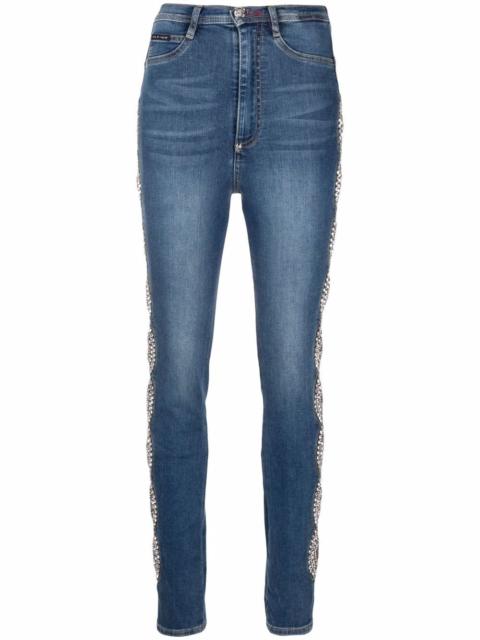 PHILIPP PLEIN crystal-cable high-waist jeggings