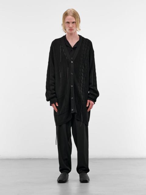 Yohji Yamamoto Black Laced Linen-Cotton Cardigan