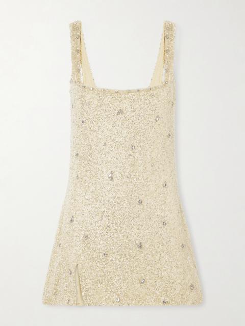 CLIO PEPPIATT Pamela Crystal-embellished Beaded Tulle Mini Dress