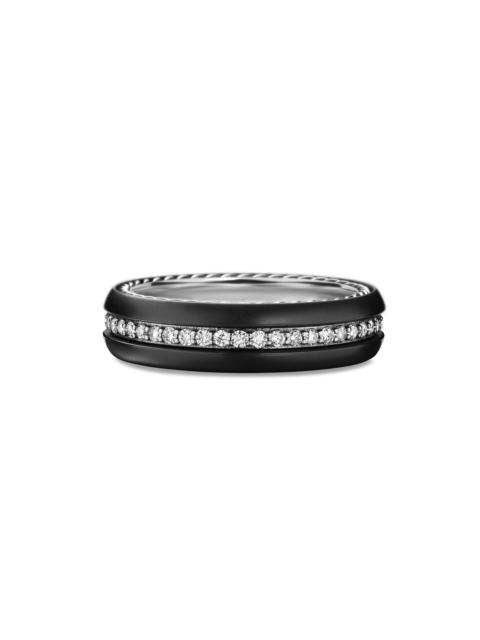 DAVID YURMAN Men's Streamline Band Ring in Black Titanium - Diamond