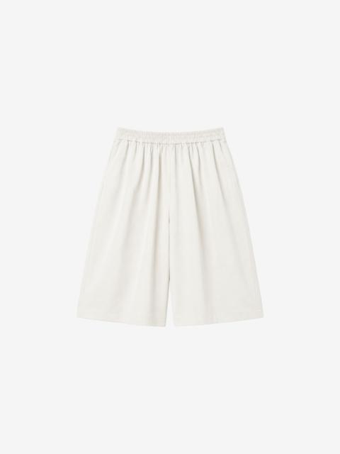 The Frankie Shop Olyne Satin Wide Bermuda Shorts - Ivory