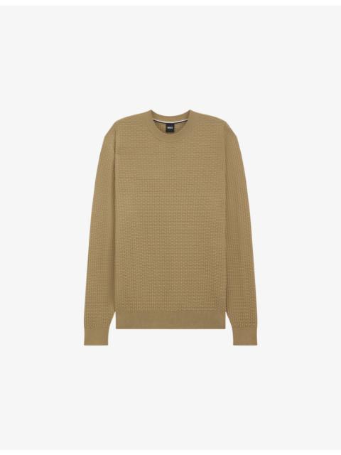 BOSS Textured Regular-Fit Cotton-Knit Jumper
