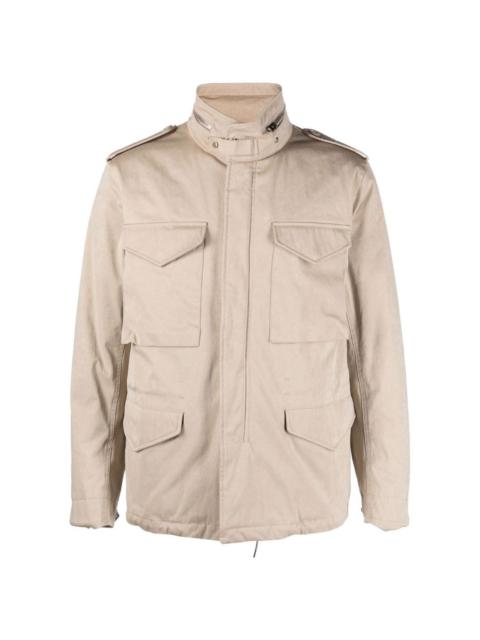 zipped-up cargo-pocket jacket