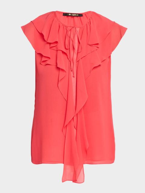 KOBI HALPERIN Maren V-Neck Sleeveless Ruffle Blouse