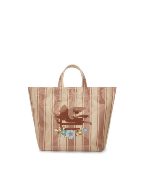 Etro large Pegaso-motif striped-jacquard tote bag