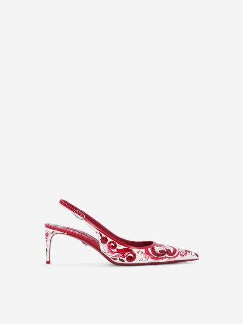 Dolce & Gabbana Printed polished calfskin slingbacks