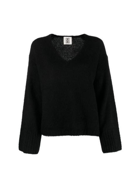 BY MALENE BIRGER brushed-effect V-neck jumper