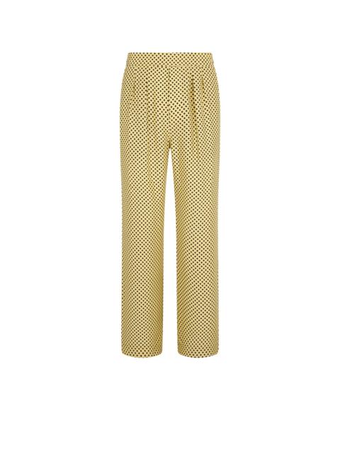 TOM FORD DIAMOND PRINT PEACHED SILK HABOTAI PLEATED LOUNGE PANTS