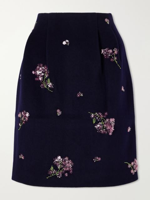 SHUSHU/TONG Sequin-embellished wool midi skirt Multi