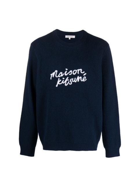 logo-embroidered wool jumper