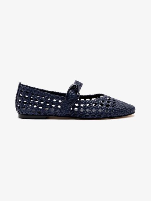 Larroudé Verona Macrame Ballet Flat In Navy Leather