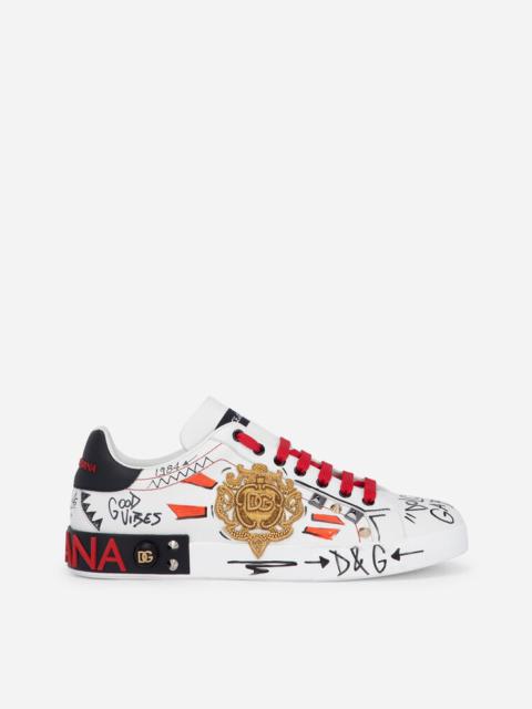 Dolce & Gabbana Calfskin Portofino sneakers with embroidery and studs