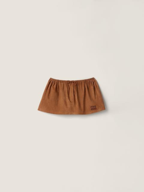 Miu Miu Waxed suede miniskirt