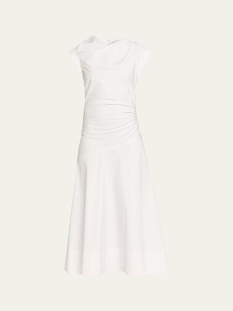 VERONICA BEARD Lisette Drop-Waist Stretch Cotton Midi Dress