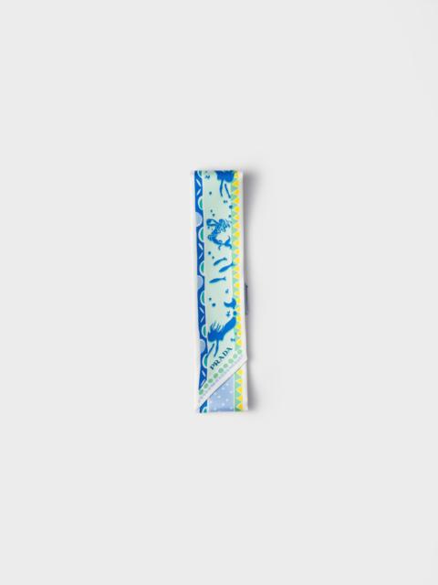 Prada Printed silk twill skinny scarf