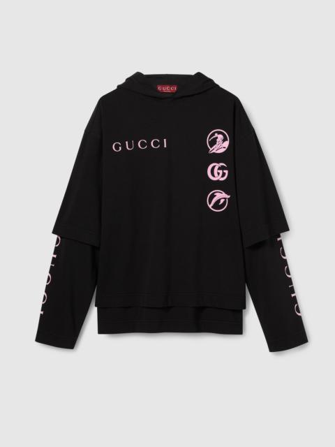 GUCCI Printed cotton jersey long-sleeve T-shirt