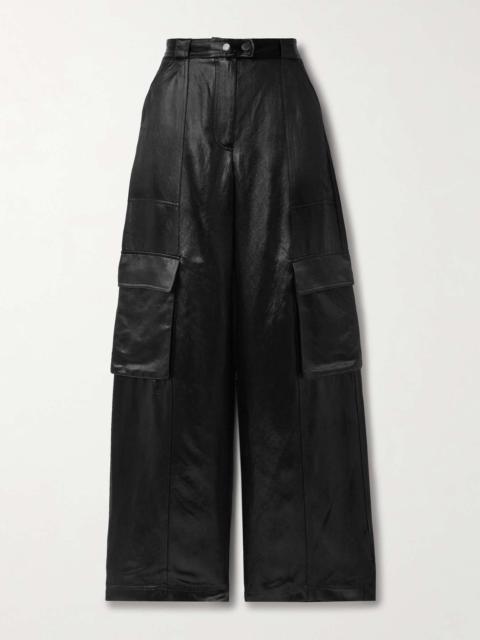 Beatriz satin-twill wide-leg cargo pants