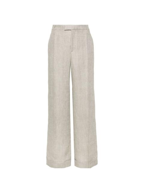 high-waist tailored linen trousers