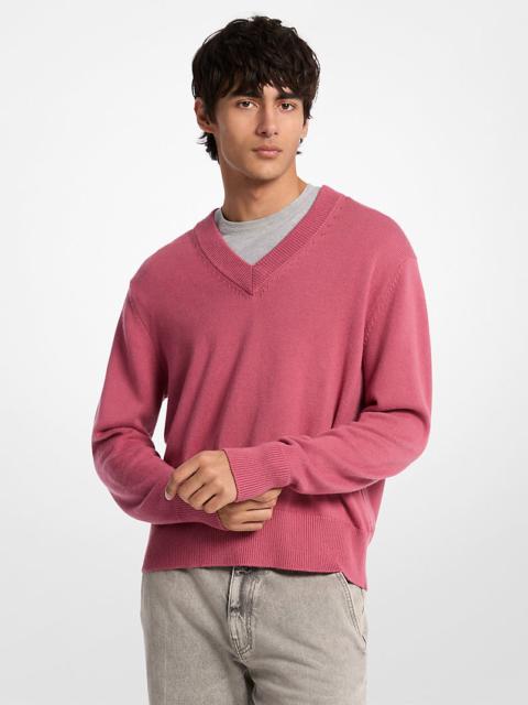 MICHAEL KORS Wool and Cotton Blend Polo Sweater
