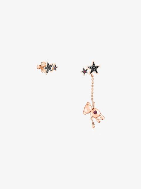 TOUS Short/long Rose Silver Vermeil Teddy Bear Stars Earrings with Spinel and Ruby